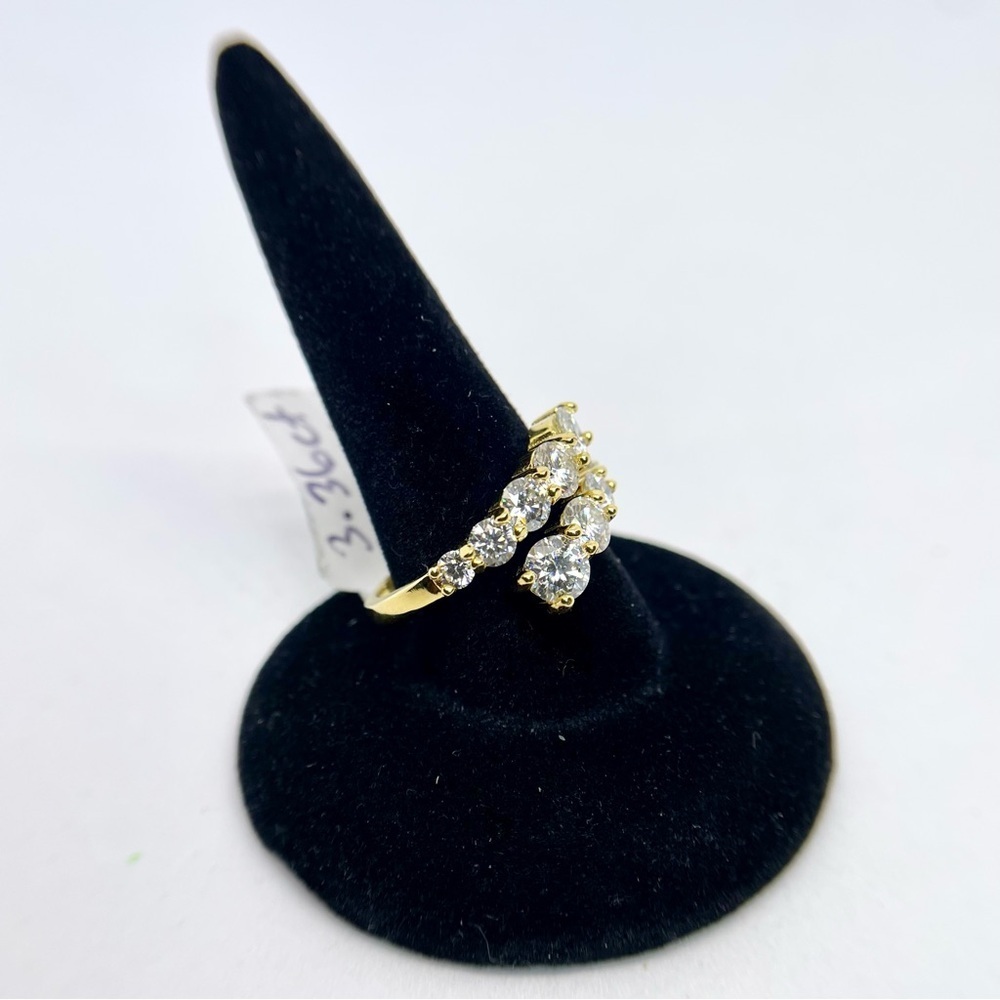 Adjustable Bypass Moissanite Ring Yellow Gold Over 925 Silver Open Band GRA - Picture 15 of 15